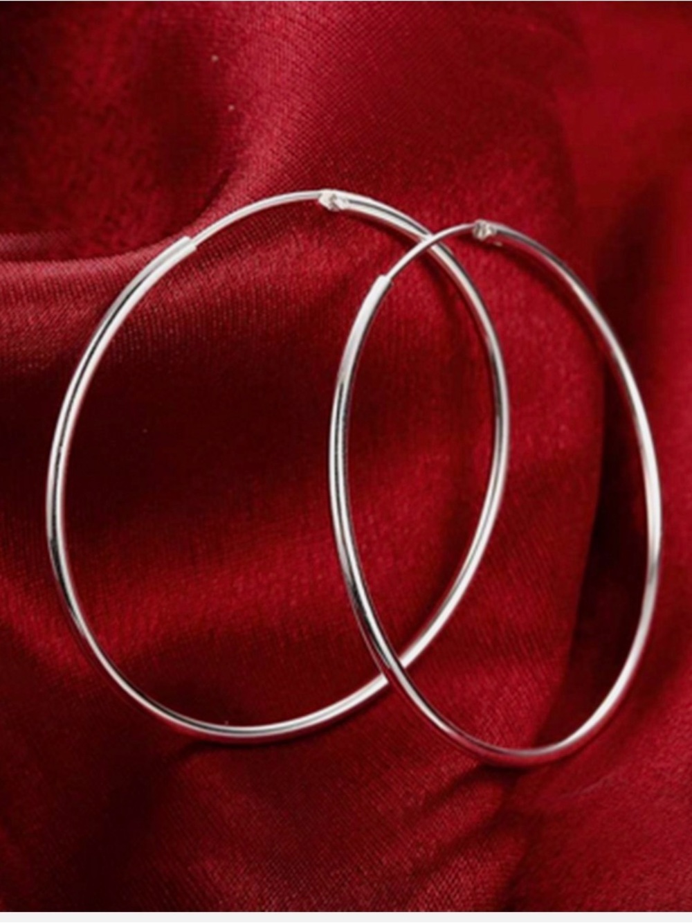 Women's 925 Sterling Silver 60mm Large Round Endless Hoop Earrings